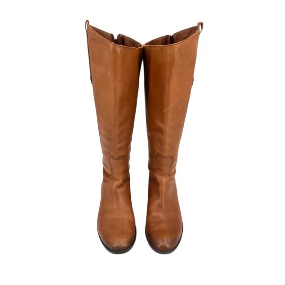 Sam Edelman Wide Penny Whiskey Brown Leather Tall Heeled Equestrian Riding Boots - Picture 2 of 12